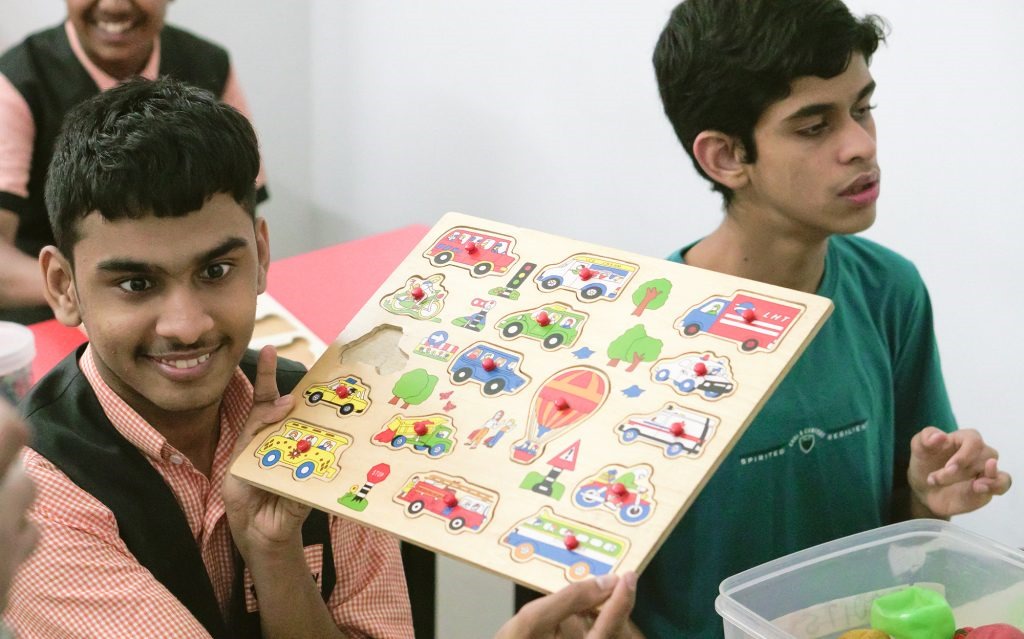 Volunteers with children